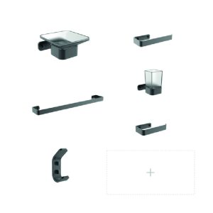 ACCESORIO DE BAÑO NEGRO (6 PIEZAS)